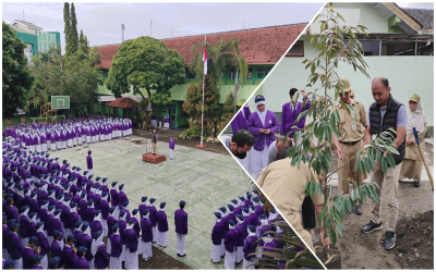Upacara Bendera dan Penanaman Pohon Warnai Awal KBM Minggu Kedua Januari di SMPN 1 Pleret